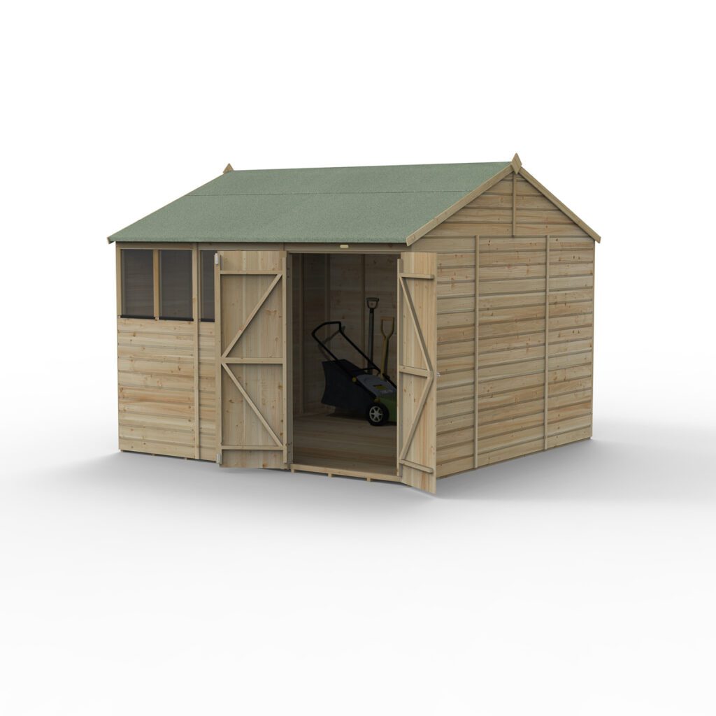 Beckwood 10×10 Reverse Apex Shed – 4 Windows – Double Door 5013053197813 2